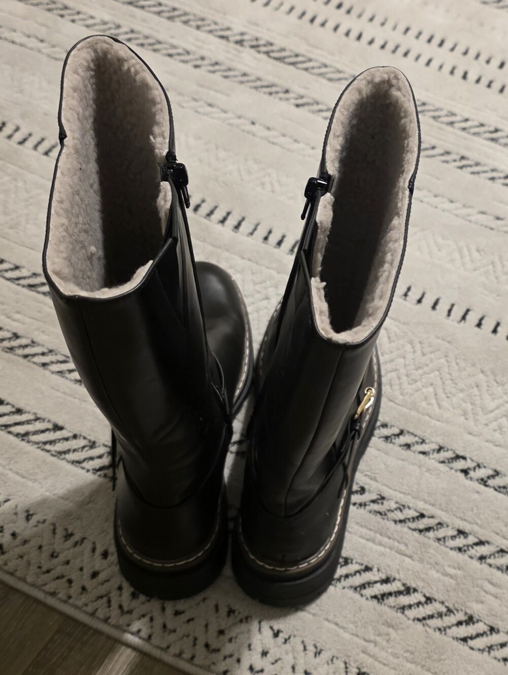 Nautica Black Mid-Calf Lug Sole Buckle Boots Size 8.5 Brand New! - Picture 3 of 7